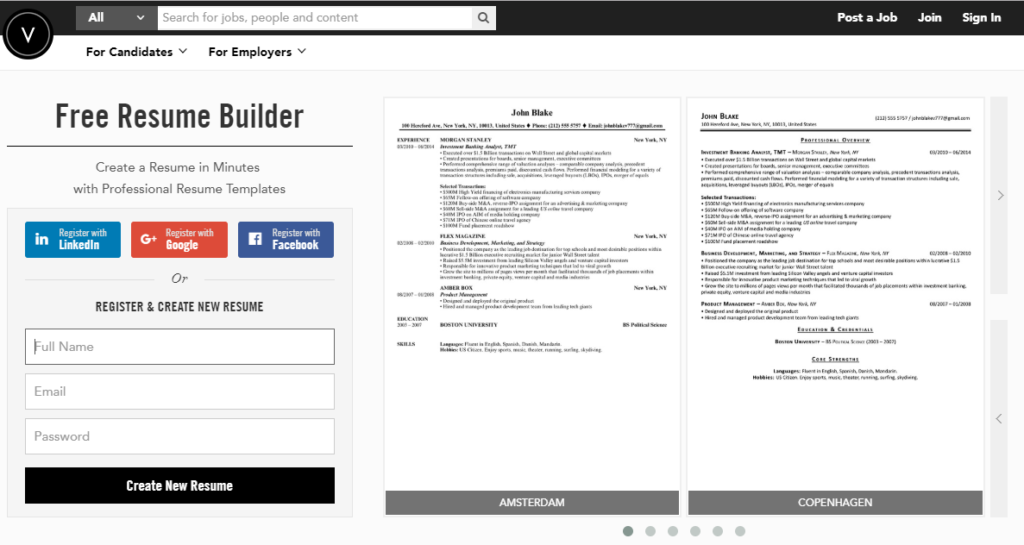 VelvetJobs Resume Builder